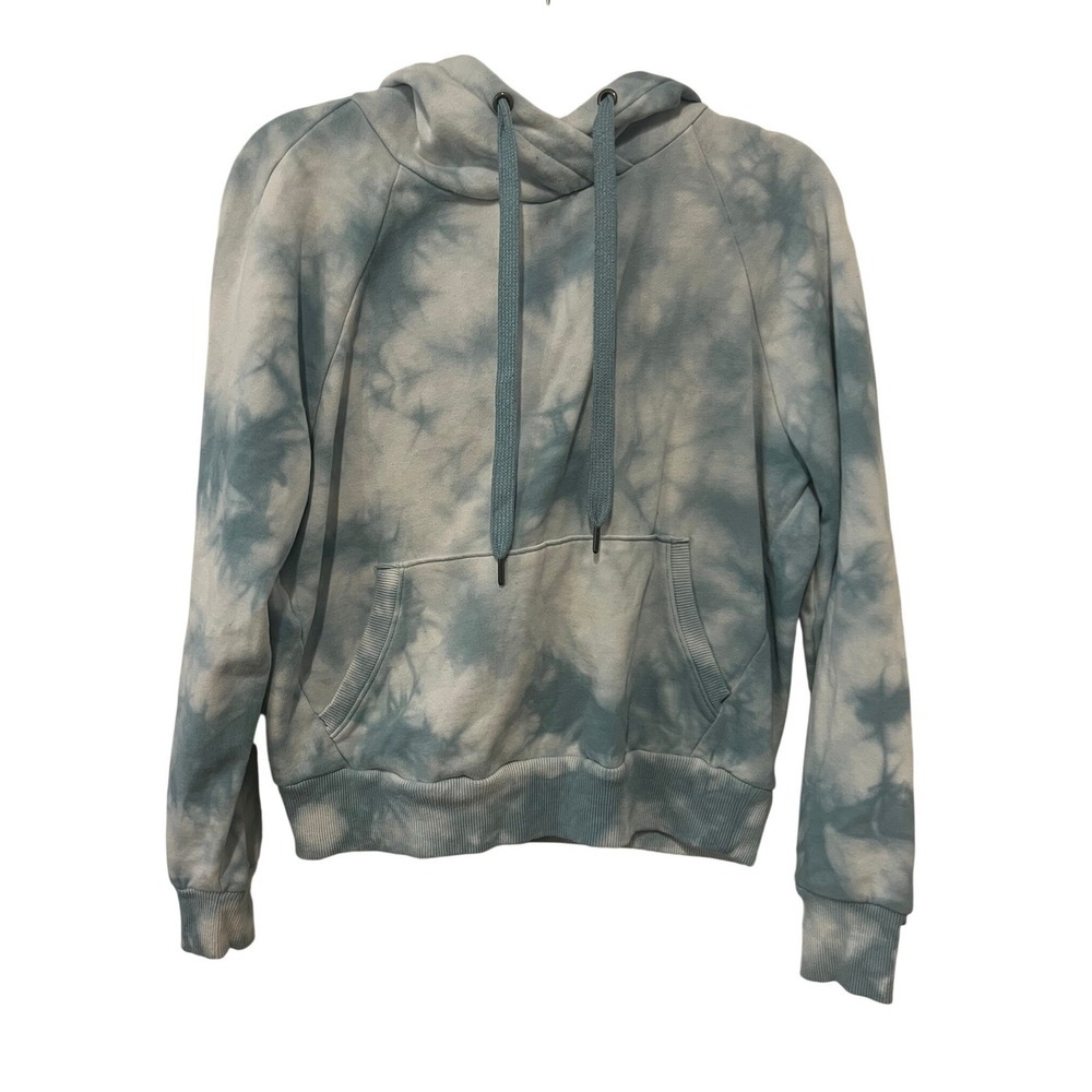 90 Degree by Reflex Womens Tie Dye Hoodie Blue White Pullover Size M (1073)